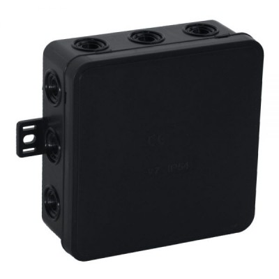 Puszka natynkowa hermetyczna IP54 odgałęźna V7 100x100x41mm Czarny 037-05 VIPLAST