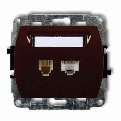 Karlik 4GTK Mechanizm gniazda telefonicznego pojedynczego 1xRJ11 + komputerowego pojedynczego 1xRJ45, kat. 5e, 8-stykowy Brązowy 5903292634890