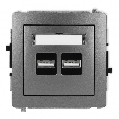 Mechanizm ładowarki USB podwójnej 2xUSB A, 15,5W max., 5V, 3.1A Grafitowy 11DCUSB-6 Karlik DECO