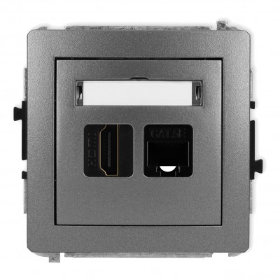 Mechanizm gniazda pojedynczego HDMI 2.0 + gniazda komp. poj. 1xRJ45, kat. 5e, 8-stykowy Grafitowy 11DGHK Karlik DECO