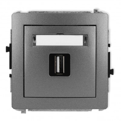 Mechanizm gniazda pojedynczego USB A-A 2.0 Grafitowy 11DGUSB-1 Karlik DECO