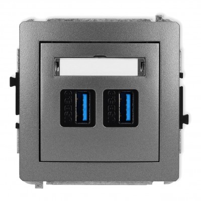 Mechanizm gniazda podwójnego 2xUSB A-A 3.0 Grafitowy 11DGUSB-6 Karlik DECO