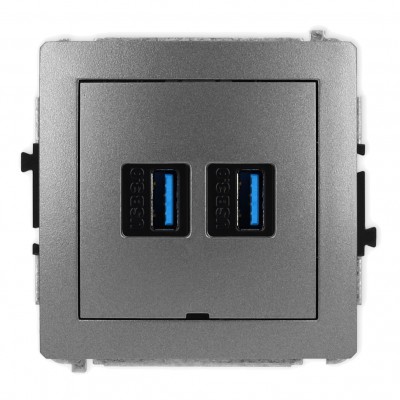 Mechanizm gniazda podwójnego 2xUSB A-A 3.0, bez pola opisowego Grafitowy 11DGUSBBO-6 Karlik DECO