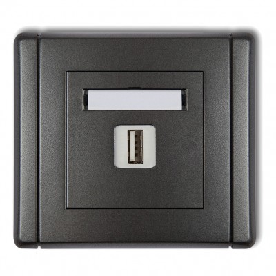 Gniazdo pojedyncze USB A-A 2.0 Grafitowy 11FGUSB-1 Karlik FLEXI