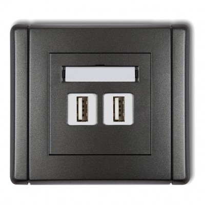 Gniazdo podwójne 2xUSB A-A 2.0 Grafitowy 11FGUSB-2 Karlik FLEXI