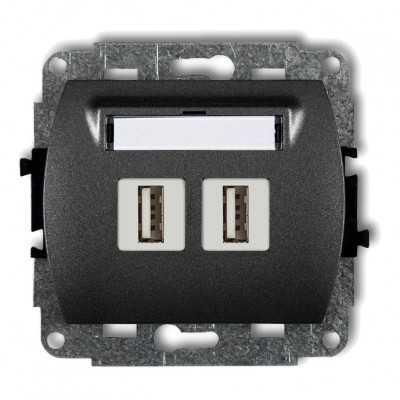 Mechanizm gniazda podwójnego 2xUSB A-A 2.0 Grafitowy 11GUSB-2 Karlik TREND