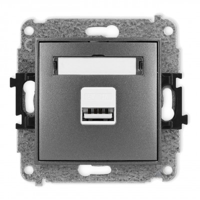 Mechanizm ładowarki USB pojedynczej USB A, 5W max., 5V, 1A Grafitowy 11MCUSB-1 Karlik MINI