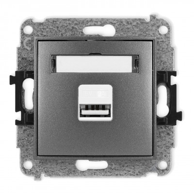 Mechanizm ładowarki USB pojedynczej USB A, 10W max., 5V, 2A Grafitowy 11MCUSB-3 Karlik MINI