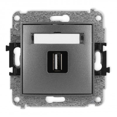 Mechanizm gniazda pojedynczego USB A-A 2.0 Grafitowy 11MGUSB-1 Karlik MINI