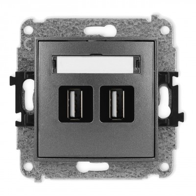 Mechanizm gniazda podwójnego 2xUSB A-A 2.0 Grafitowy 11MGUSB-2 Karlik MINI