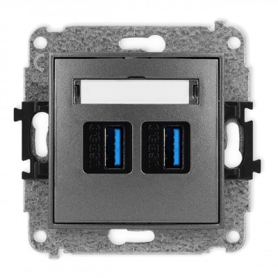 Mechanizm gniazda podwójnego 2xUSB A-A 3.0 Grafitowy 11MGUSB-6 Karlik MINI