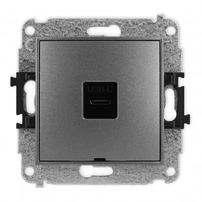 Mechanizm gniazda pojedynczego 1xUSB C-C, bez pola opisowego Grafitowy 11MGUSBBO-7 Karlik MINI