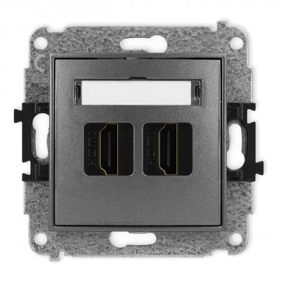 Mechanizm gniazda podwójnego HDMI 2.0 Grafitowy 11MHDMI-4 Karlik MINI