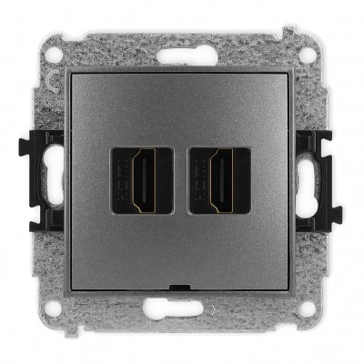 Mechanizm gniazda podwójnego HDMI 2.0, bez pola opisowego Grafitowy 11MHDMIBO-4 Karlik MINI
