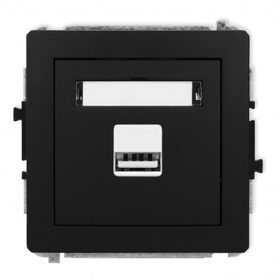 Mechanizm ładowarki USB pojedynczej USB A, 5W max., 5V, 1A Czarny Mat 12DCUSB-1 Karlik DECO