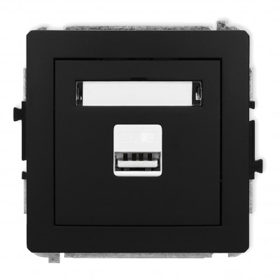 Mechanizm ładowarki USB pojedynczej USB A, 10W max., 5V, 2A Czarny Mat 12DCUSB-3 Karlik DECO
