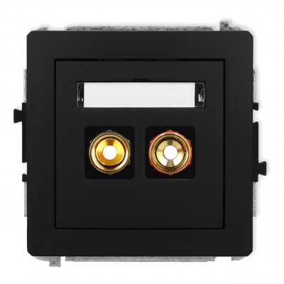 Mechanizm gniazda głośnikowego pojedynczego (typu banan - czerwony i czarny, pozłacany, 4 mm2, skręcany) Czarny Mat 12DGG-4 Karlik DECO