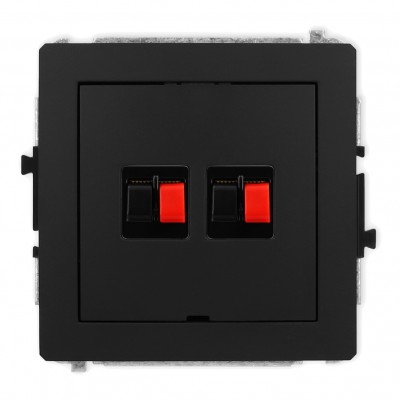 Mechanizm gniazda głośnikowego podwójnego, bez pola opisowego Czarny Mat 12DGGBO-2 Karlik DECO