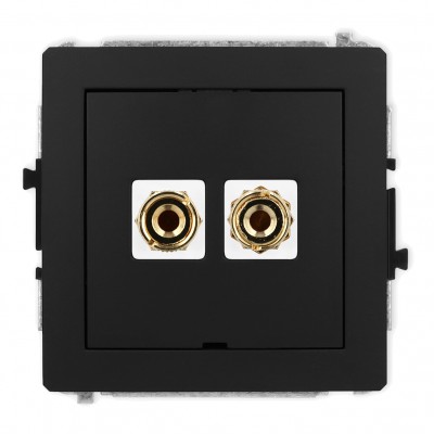 Mechanizm gniazda głośnikowego pojedynczego, bez pola opisowego (typu banan - czerwony i czarny, pozłacany, 4 mm2, do lutowania) Czarny Mat 12DGGBO-3 Karlik DECO