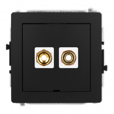 Mechanizm gniazda głośnikowego pojedynczego, bez pola opisowego (typu banan - czerwony i czarny, pozłacany, 4 mm2, skręcany) Czarny Mat 12DGGBO-4 Karlik DECO