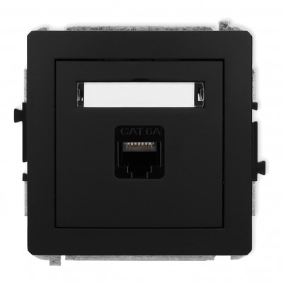 Mechanizm gniazda komputerowego pojedynczego 1xRJ45, kat. 6A, 8-stykowy Czarny Mat 12DGK-7 Karlik DECO