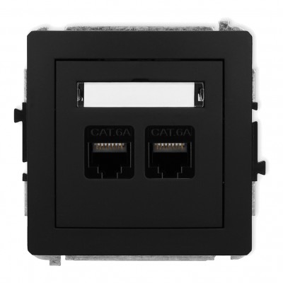 Mechanizm gniazda komputerowego podwójnego 2xRJ45, kat. 6A, 8-stykowy Czarny Mat 12DGK-8 Karlik DECO