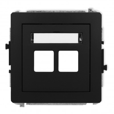 Mechanizm gniazda multimedialnego podwójnego bez modułu (standard Keystone) Czarny Mat 12DGM-2P Karlik DECO