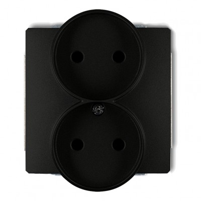 Mechanizm gniazda podwojnego do ramki DECO Soft, bez uziemienia 2x2P (przesłony torów prądowych) Czarny Mat 12DGPRSO-2p Karlik DECO