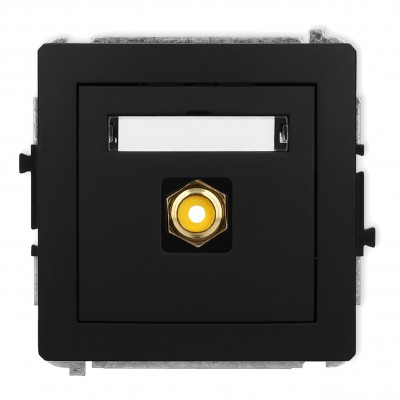 Mechanizm gniazda pojedynczego RCA (typu cinch - żółty, pozłacany) Czarny Mat 12DGRCA-1 Karlik DECO