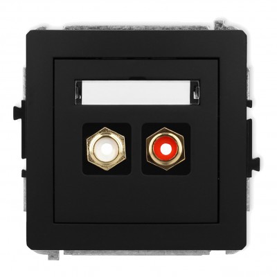 Mechanizm gniazda podwójnego RCA (typu cinch - biały i czerwony, pozłacany) Czarny Mat 12DGRCA-2 Karlik DECO