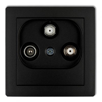 Mechanizm gniazda abonenckiego 2 wyjścia SAT + TV Czarny Mat 12DGSN Karlik DECO