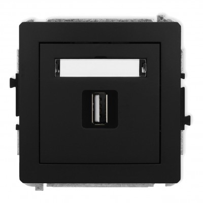 Mechanizm gniazda pojedynczego USB A-A 2.0 Czarny Mat 12DGUSB-1 Karlik DECO