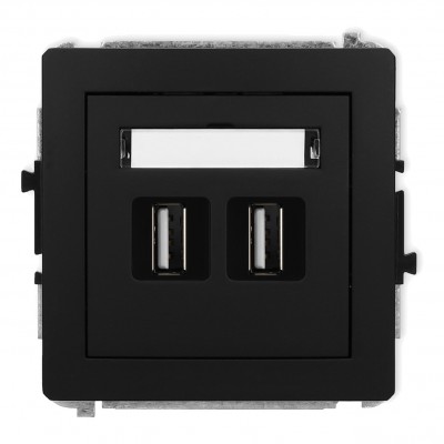 Mechanizm gniazda podwójnego 2xUSB A-A 2.0 Czarny Mat 12DGUSB-2 Karlik DECO
