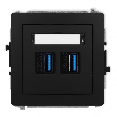 Mechanizm gniazda podwójnego 2xUSB A-A 3.0 Czarny Mat 12DGUSB-6 Karlik DECO