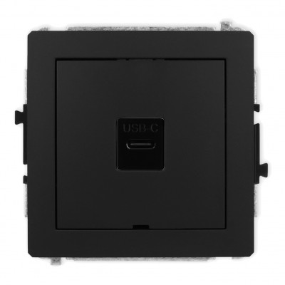 Mechanizm gniazda pojedynczego 1xUSB C-C, bez pola opisowego Czarny Mat 12DGUSBBO-7 Karlik DECO