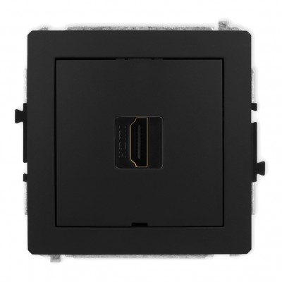 Mechanizm gniazda pojedynczego HDMI 2.0, bez pola opisowego Czarny Mat 12DHDMIBO-3 Karlik DECO