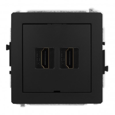 Mechanizm gniazda podwójnego HDMI 2.0, bez pola opisowego Czarny Mat 12DHDMIBO-4 Karlik DECO