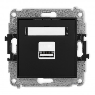 Mechanizm ładowarki USB pojedynczej USB A, 10W max., 5V, 2A Czarny Mat 12MCUSB-3 Karlik MINI