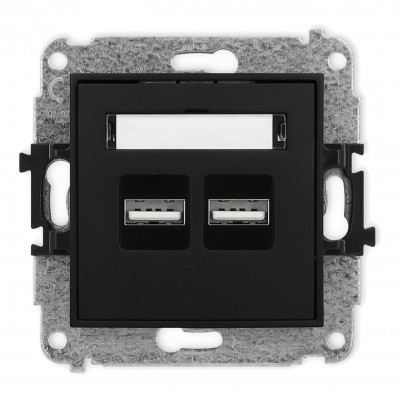 Mechanizm ładowarki USB podwójnej 2xUSB A, 15,5W max., 5V, 3.1A Czarny Mat 12MCUSB-6 Karlik MINI