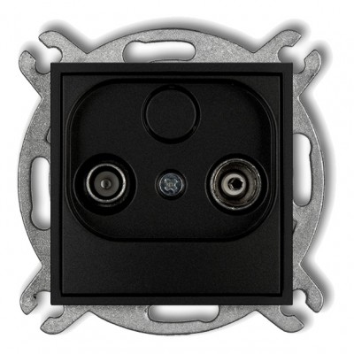 Mechanizm gniazda abonenckiego RTV przelotowego 15dB Czarny Mat 12MG15P Karlik MINI