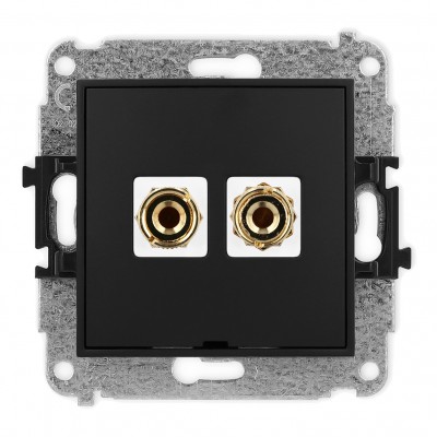 Mechanizm gniazda głośnikowego pojedynczego, bez pola opisowego (typu banan - czerwony i czarny, pozłacany, 4 mm2, do lutowania) Czarny Mat 12MGGBO-3 Karlik MINI