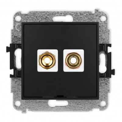 Mechanizm gniazda głośnikowego pojedynczego, bez pola opisowego (typu banan - czerwony i czarny, pozłacany, 4 mm2, skręcany) Czarny Mat 12MGGBO-4 Karlik MINI