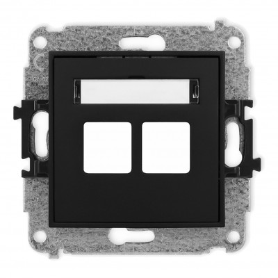 Karlik 12MGM-2P Mechanizm gniazda multimedialnego podwójnego bez modułu (standard Keystone) Czarny Mat