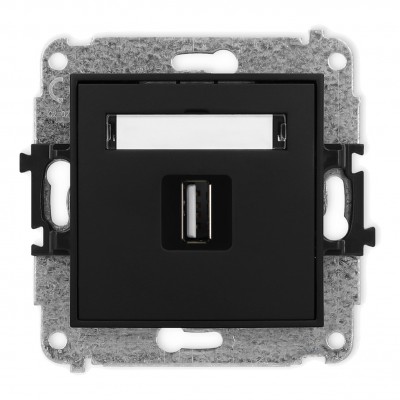 Mechanizm gniazda pojedynczego USB A-A 2.0 Czarny Mat 12MGUSB-1 Karlik MINI