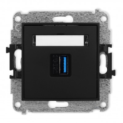 Mechamizm gniazda pojedynczego USB A-A 3.0 Czarny Mat 12MGUSB-5 Karlik MINI