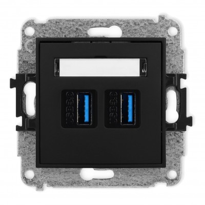 Mechanizm gniazda podwójnego 2xUSB A-A 3.0 Czarny Mat 12MGUSB-6 Karlik MINI