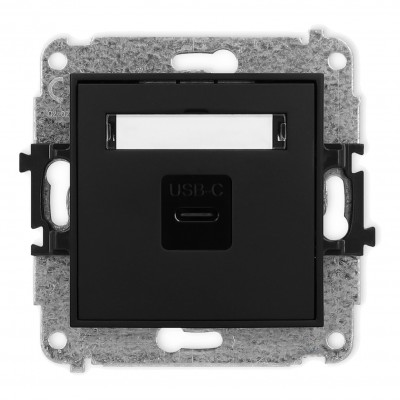 Mechanizm gniazda pojedynczego 1xUSB C-C Czarny Mat 12MGUSB-7 Karlik MINI