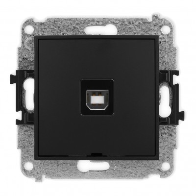 Mechanizm gniazda pojedynczego USB A-B 2.0, bez pola opisowego Czarny Mat 12MGUSBBO-3 Karlik MINI