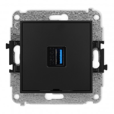 Mechamizm gniazda pojedynczego USB A-A 3.0, bez pola opisowego Czarny Mat 12MGUSBBO-5 Karlik MINI