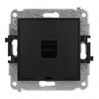 Mechanizm gniazda pojedynczego 1xUSB C-C, bez pola opisowego Czarny Mat 12MGUSBBO-7 Karlik MINI
